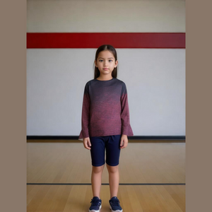 Joe Fresh Girl's Medium (7-8) Long Sleeve Navy & Pink Activewear Shirt